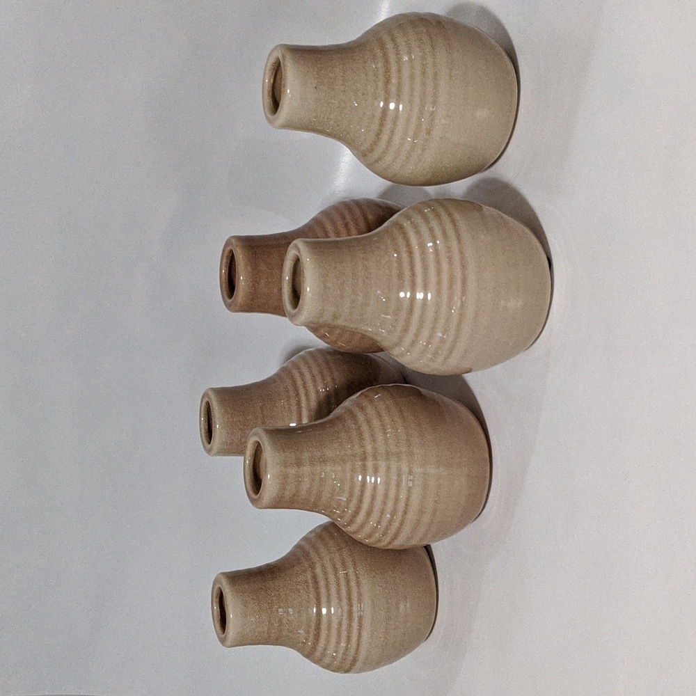 Crate&Barrel, set of 6 Patine Sand Bud Vases